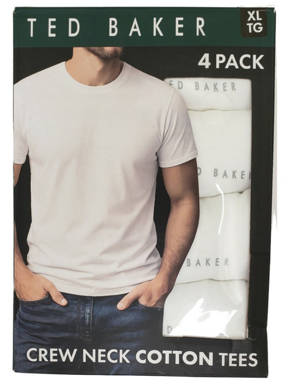 TED BAKER Tees Men White Crew Neck Cotton Blend 4 Pack NWT